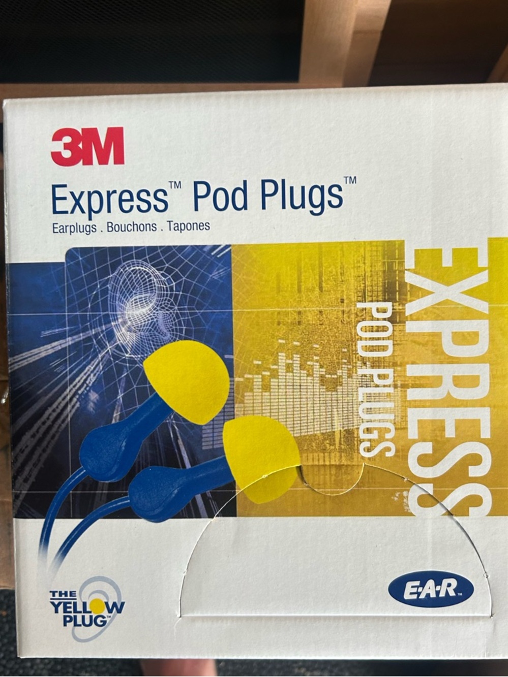 100 Pack New Earplugs 3M E-A-R Express Pod Plugs Blue Grips 311-2100